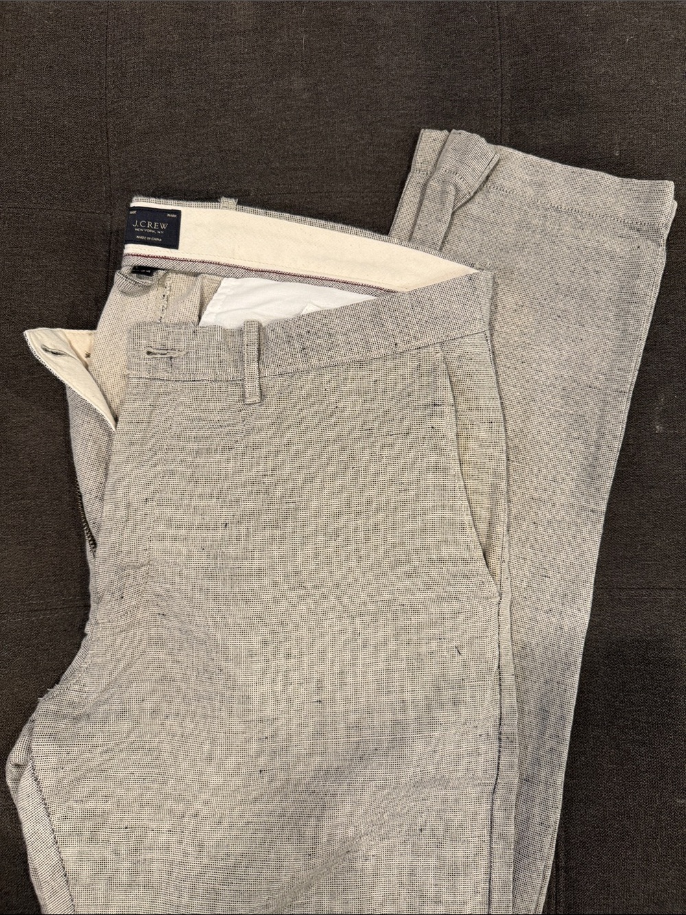 J. Crew Men’s Light Gray Linen-Blend Chinos
